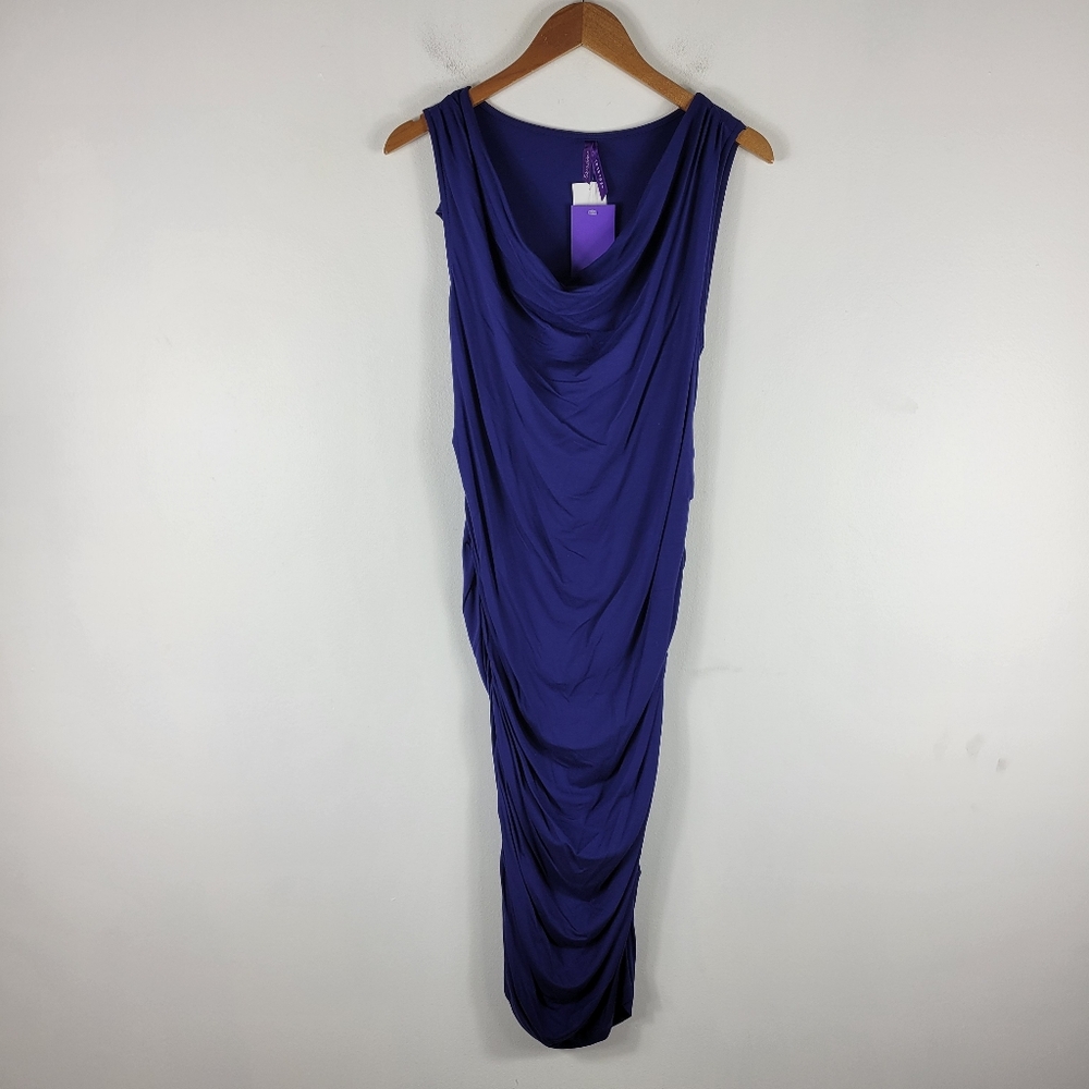 New Seraphine Ruched Cowl Neck Knit Bodycon Midi Maternity Dress